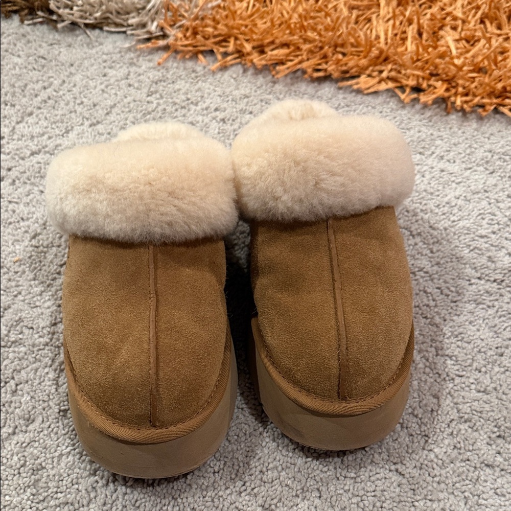 UGG Brown and Cream Shearling Slippers - Picture 4 of 4